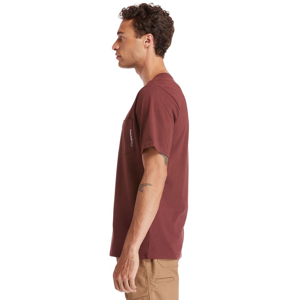 Camisetas Timberland Hombre Pro® Manga Corta Base Plate Wicking Burdeos - Chile FDL-891326